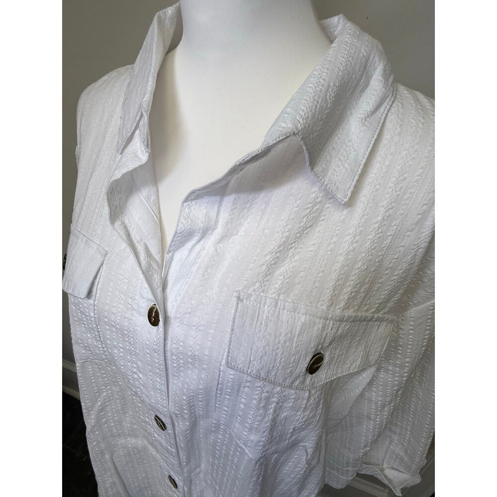 Wearabouts nwt white button up shirtdress 100% cotton womens xl - Picture 2 of 9